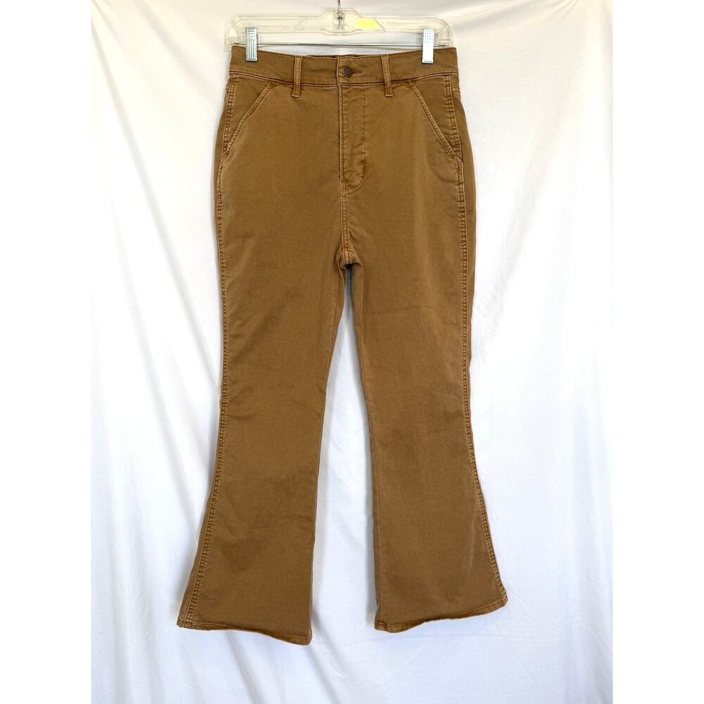 Veronica Beard Jeans Carson Cropped High Rise Ankle Flare Pants Tan Acorn, 28 - Picture 2 of 5